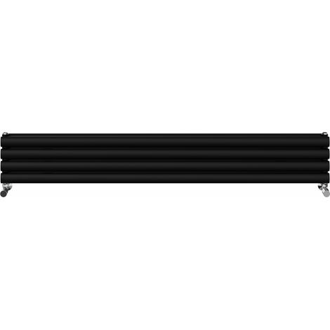 Warmehaus Horizontal Radiator Oval Double Panel Black 236x1600mm (1/5)