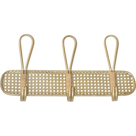 Perchero de pared metálico con 3 ganchos color dorado 050000377
