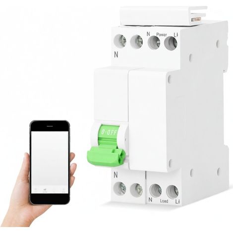 Disjoncteur intelligent Tuya Wifi : contrôle à distance via application mobile, visualisation des équipements domotiques, minuterie, compte à rebours, modes de minuterie en boucle, compatible avec Goo (1/5)