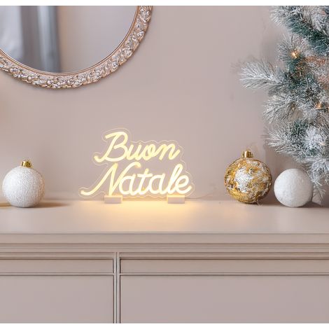 SCRITTA BUON NATALE 33CM MINI NEON LED BIANCO CALDO (1/2)