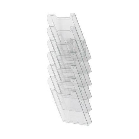 Exacompta Wandprospekthalter 64758D A4 hoch 6Fächer transparent