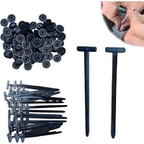 50 Stück Schlauchschellen, universelle selbstsichernde Nylon-Kunststoffschellen für Autoreparaturen - UV-beständige schwarze Befestigungselemente, sichern Kotflügel/Motorabdeckungen ohne Werkzeug (Sch (1/5)