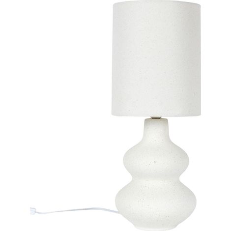 Lampe à poser en terre cuite crème et abat-jour lin (H50cm)