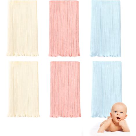 6 pièces tour de ventre bébé, coton doux, 24 x 17 cm, pour nourrissons 0-4 ans (1/5)