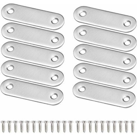 Équerre Plate Inox , Équerre de Fixation avec 20 Vis pour Fixation Meubles 10 Pcs 56x16mm (1/5)