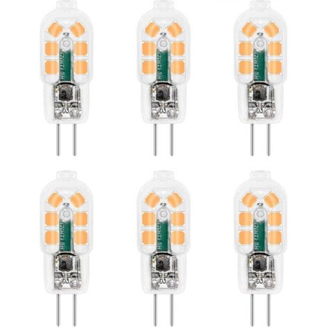 G4 LED-Lampe 12V 2W Warmweiß 3000K, 200lm, entspricht einer G4 10W 20W Halogenlampe, nicht dimmbar, Bi-Pin G4 12V LED AC DC für Kronleuchter, Tischlampen, 6er-Pack [Energieklasse A++]