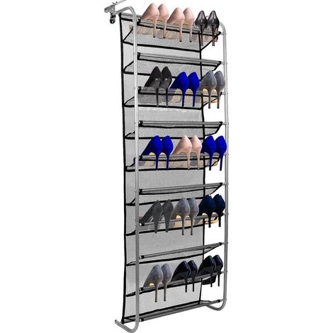 Schuhregal über der Tür, 10 Ebenen Metall Hängender Schuhorganizer, Schuhablage ohne Bohren, Schuhorganizer Platzsparend (1/5)