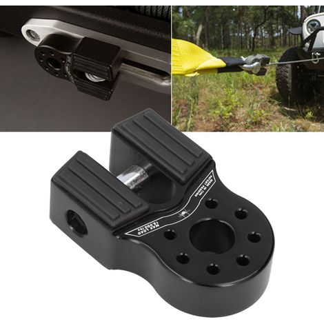 Ancre de treuil plat 16000lb avec protection latérale en caoutchouc, alliage d'aluminium universel pour UTV, SUV, Pickup - Noir (1/5)