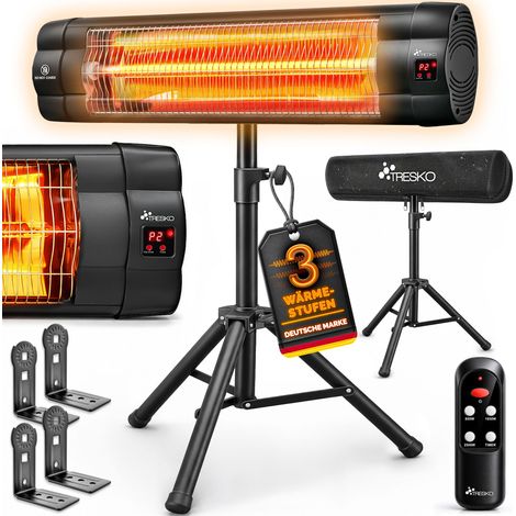TRESKO Riscaldatore ad Infrarossi 2500W con Telecomando Radiatore Riscaldante Elettrico con 3 Livelli di Calore Stufa Elettrica da Esterno da Terrazzo per Fuori e Dentro Riscaldatore Radiante a Inf (1/5)