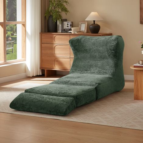 Fauteuil de relaxation design en chenille : un modèle au design unique, idéal pour le salon ou la chambre à coucher, convertible d'un simple fauteuil en fauteuil inclinable. (1/5)