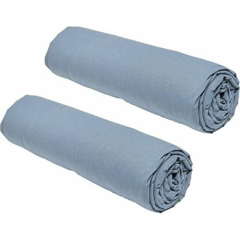 Lot de 2 draps housses TODAY Essential - 90 x 190 cm - 1 personne - 100% Coton - Denim