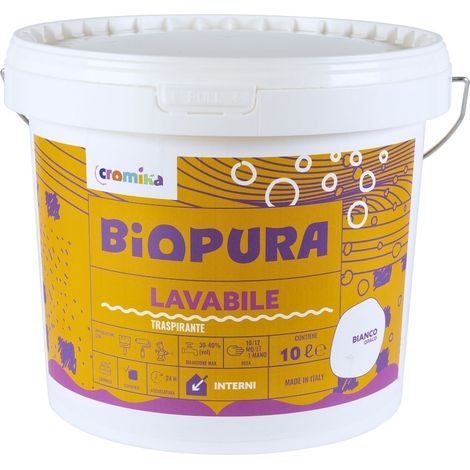 Superpittura lavabile traspirante interni alta copertura linea biopura cromika formato 10 lt - confezione 1