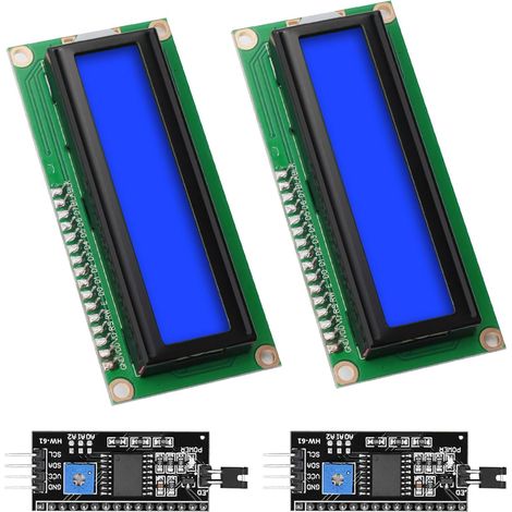 Module d'affichage LCD I2C IIC 16 x 2 caractères avec interface I2C compatible avec Raspberry Pi/Arduino (écran bleu) (1/5)