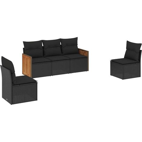Maison Exclusive - Set de muebles de jardín 5 pzas y cojines ratá (1/5)