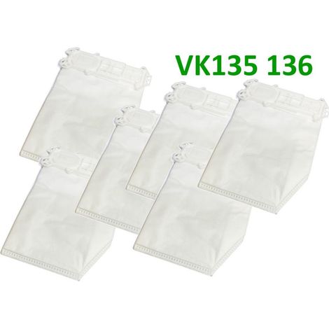 CONFEZIONE 6PZ SACCHETTI ASPIRAPOLVERE FOLLETTO VK 135/136 ADATTABILI IN BUSTA