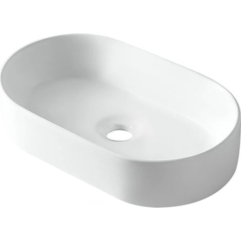 BALNEO - Vasque à poser NESSA 51x31 cm blanche en céramique - Lavabo à poser (1/5)