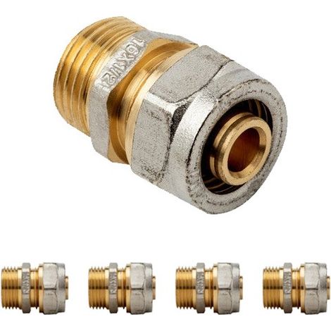 Lot de 5 Raccord mâle 3/4'' pour tube de compression multicouche 16 mm, sans machine à sertir, gris
