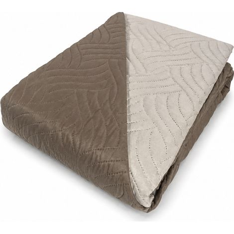 ART Couvre-lit matelassé bicolore en microfibre Manopesca Printemps Été Cm. 170x250 Beige