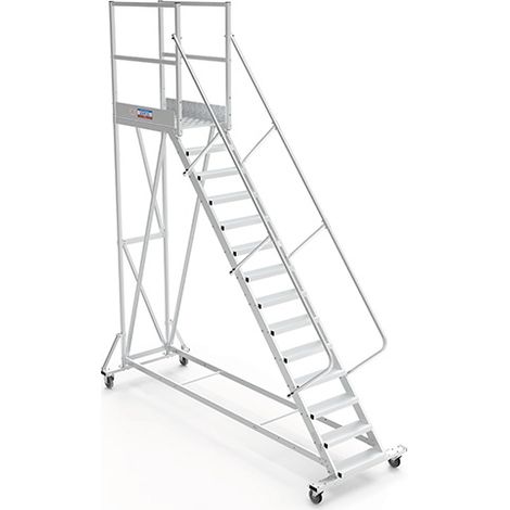 Plateforme roulante 12 marches - Hauteur max. de travail 4.40m - PTF112-GD