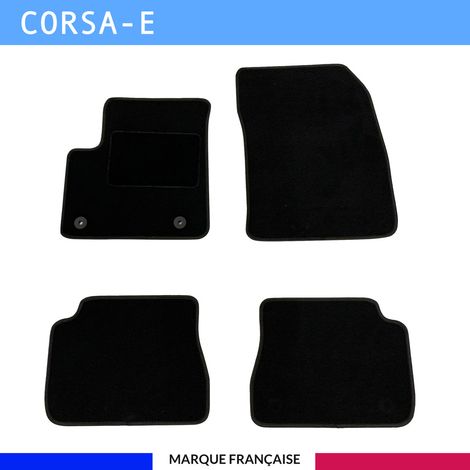 Tapis de sol voiture - Sur mesure pour Opel CORSA-E dès 11/2019 - Antidérapant - Tapis de sol 4 pièces - Moquette - Noir (1/4)