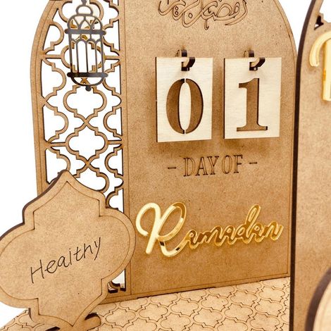Ramadan-Dekorationen: Ramadan-Countdown-Kalender aus Holz zum Selbermachen, Tischdekoration für Feste und Partys (1/5)