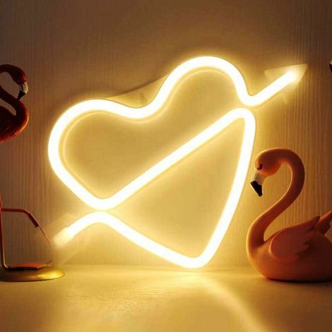 Cupid Néon Enseignes Cupidon lumineuses Décoration murale,Batterie et USB alimenté blanc Cupidon Néons Applique murale Intérieur Luminaires pour chambre,Saint Valentin,éclairage de Noël (1/5)