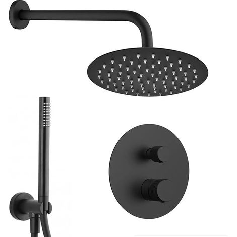 Set doccia incasso nero opaco zigrinato con soffione 30 e kit doccia Gemini (1/5)