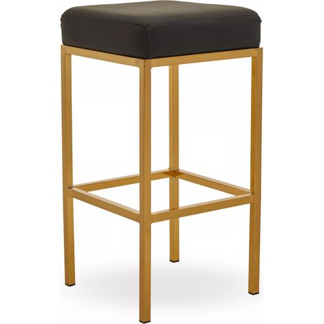 Premier Housewares Baina Black Pu And Gold Finish Bar Stool (1/5)
