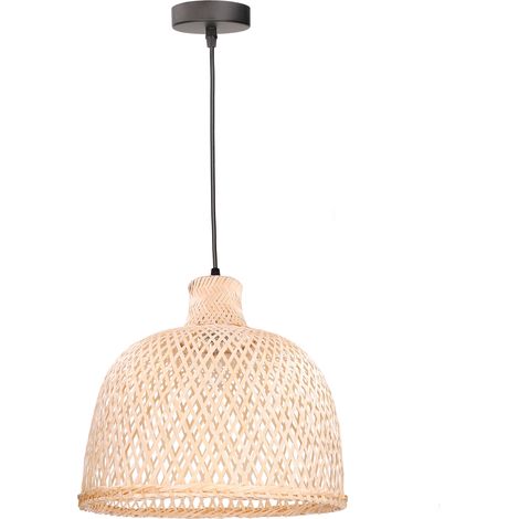 Forlight Riba Lámpara de Techo Colgante de Ratán Natural de 35cm de Diámetro. Lámpara Moderna de Madera para Salón Comedor de 40W Estilo Nórdico y Vintage (1/5)