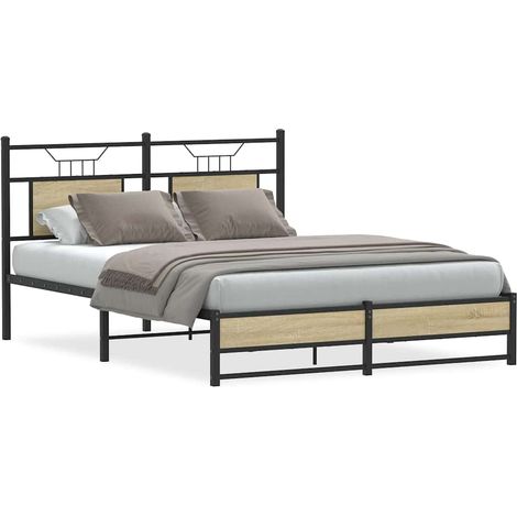 Bettgestell ohne Matratze Sonoma-Eiche 140x200 cm Holzwerkstoff (1/5)
