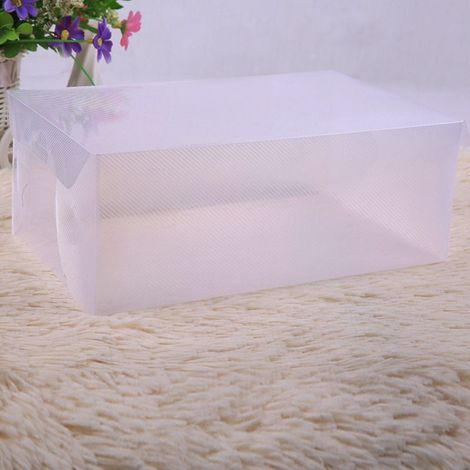 Bote à chaussures plastique transparente 28x18x9,5 cm, étanche à l'humidité, rangement peu encombrant, noir transparent (1/5)