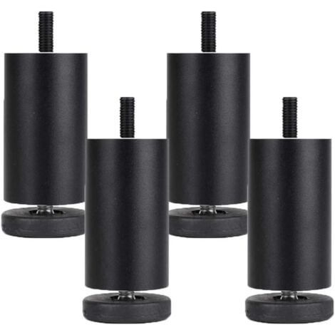 4 Stück verstellbare Möbelfüße, Möbelbeine aus Aluminiumlegierung, runde Möbelbeine aus Metall, Tisch, Sofa, Bett, Schwarz (10 cm) (1/5)