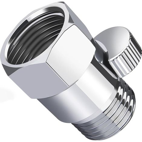 Vanne de contrôle du débit de douche en laiton (chromé) : vanne d'arrêt de pomme de douche (femelle et mâle), vannes de contrôle du débit d'eau, pour pomme de douche à main ou pulvérisateur de bidet - (1/5)