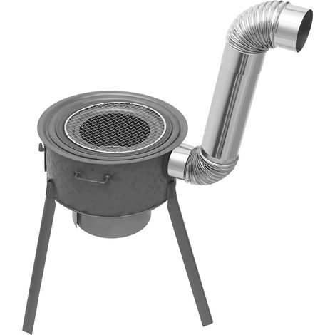 Poêle à bois d'extérieur avec cheminée et 3 anneaux de wok, poêle à fusée stable pour camping, jardin et terrasse, poêle portable pour 3 à 5 personnes, capacité de charge de 100 kg