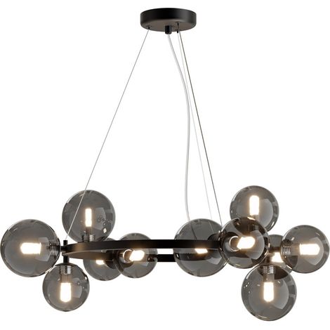 Maytoni Lampadario contemporaneo Dallas 11 luci G9 nero metallo vetro soffiato fumè (1/2)