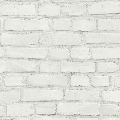 A.S. Creations – Papier peint imitation brique blanche pour cuisine – Tapisserie moderne effet pierre – Papier peint industriel intissé – 53cm x 10m (1/10)