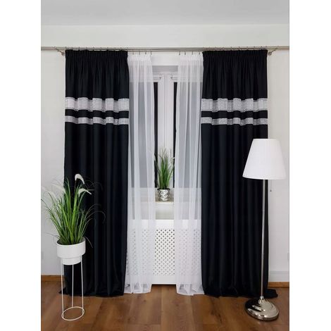 Schwarze Vorhänge mit Strasssteinen, 2 Stück, 145 x 250 cm (1/5)