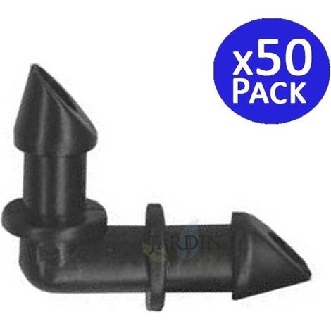 Pack 50 Codo microtubo 4mm  Para unir microtubo 4,5 x 6,5mm