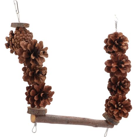 Perchoir en bois en forme de pomme de pin pour perroquet conure, calopsitte, perruche ondulée, perroquet gris du Gabon (1/5)