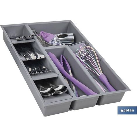 Range-couverts avec 8 compartiments 30x45x6,5cm gris (1/4)
