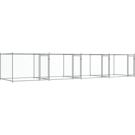 Gabbia per cani con porte 8 x 2 x 1,5 m acciaio zincato grigio 020041626
