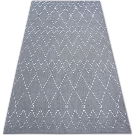 Teppich SENSE Micro 81249 ZIGZAG ETHNO silber/weiß grey 80x150 cm