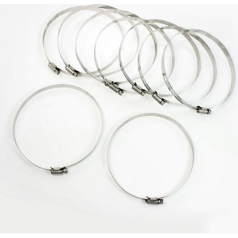 10 pièces Edelstahlbare Schneckengewinde Schlauchschellen 140mm-160mm
