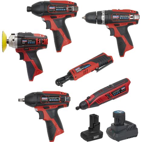 Sealey 6 x SV12 Series Cordless Power Tool Kit 12V - 2 Batteries CP1200COMBO2