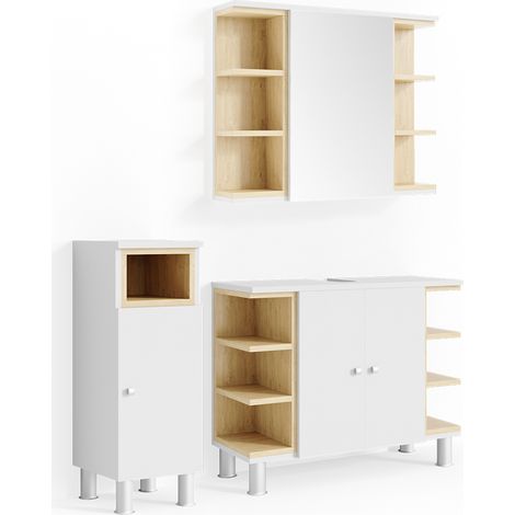 Set mobili bagno Aquis, Bianco, 3 parti, Vicco (1/5)