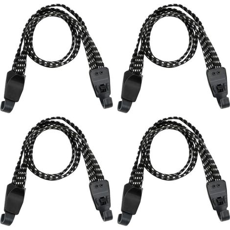 4 Pièces Sangle Elastique Velo Porte Bagage avec Crochet Plastique, Tendeurs Elastique avec Crochets, Sandow Elastique Moto Noir avec Crochet pour la Manipulation de Marchandises,60cm (1/4)