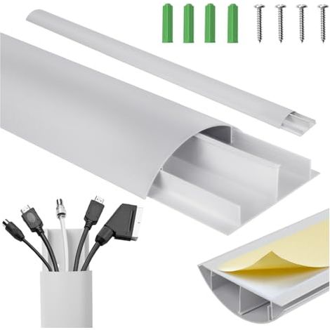 MACLEAN PASSE-CÂBLES EN ALUMINIUM 750 X 62 X 20 MM PROFIL SEMI-CIRCULAIRE POUR HDMI AUDIO LAN ACCESSOIRES DE MONTAGE INCLUS