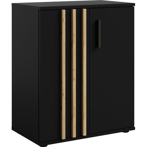Comò VARIA - 2 Porte - Design moderno in nero e rovere artigianale