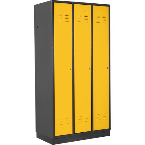 ADB Umkleideschrank / Spind 3-türig, RAL 7016/1021, Anthrazit/Gelb, 178x89x50cm (1/5)