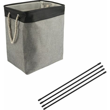 Panier à linge pliable en coton, grand panier de rangement imperméable pour le linge sale avec barre de support-AquaForge (1/5)